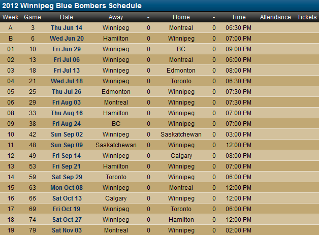 Blue Bombers Unveil 2012 Schedule Access Winnipeg