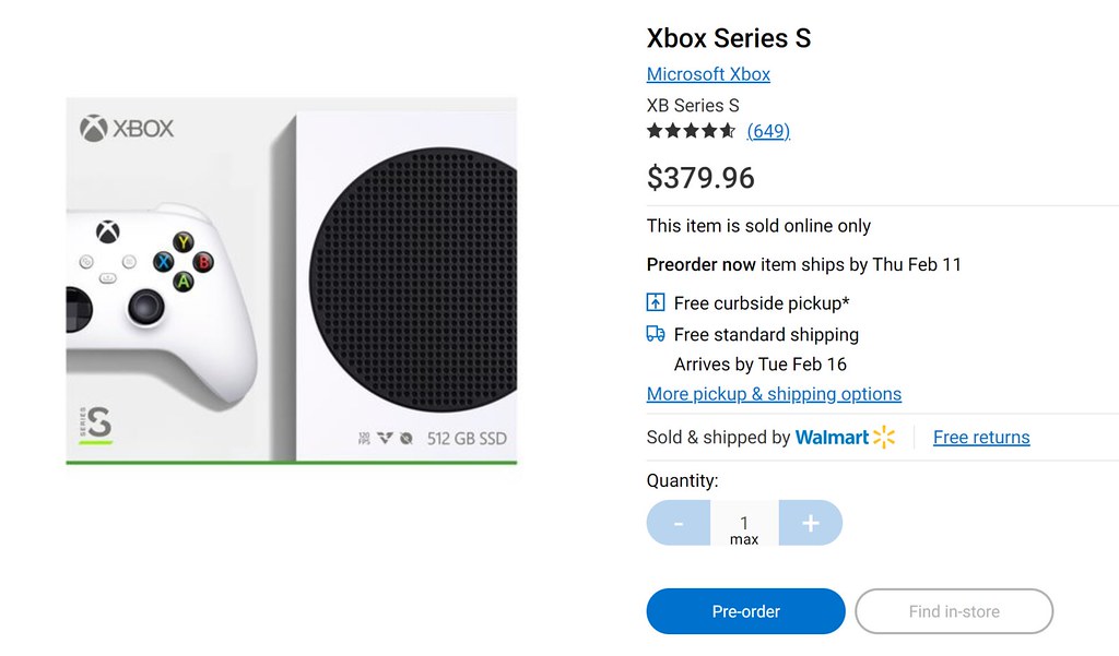 Pre order xbox series s clearance walmart